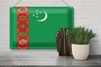 Signe en étain drapeau Turkménistan 30x20cm drapeau Turkménistan 3
