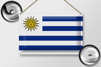 Signe en étain drapeau Uruguay 30x20cm drapeau de l'Uruguay 2
