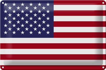 Signe en étain drapeau États-Unis 30x20cm États-Unis 1