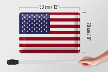 Signe en étain drapeau États-Unis 30x20cm États-Unis 4