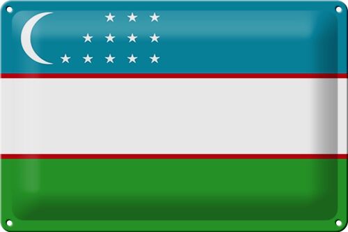 Blechschild Flagge Usbekistan 30x20cm Flag of Uzbekistan