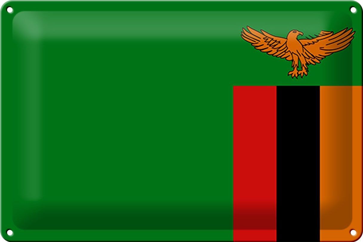 Metal sign flag Zambia 30x20cm Flag of Zambia