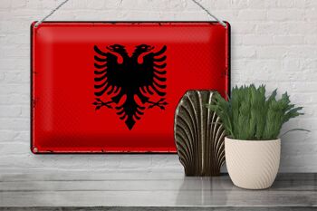 Drapeau en étain de l'albanie, 30x20cm, drapeau rétro de l'albanie 3