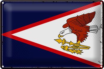 Drapeau en étain 30x20cm, drapeau rétro des Samoa américaines 1