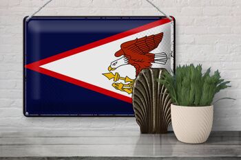 Drapeau en étain 30x20cm, drapeau rétro des Samoa américaines 3