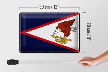 Drapeau en étain 30x20cm, drapeau rétro des Samoa américaines 4