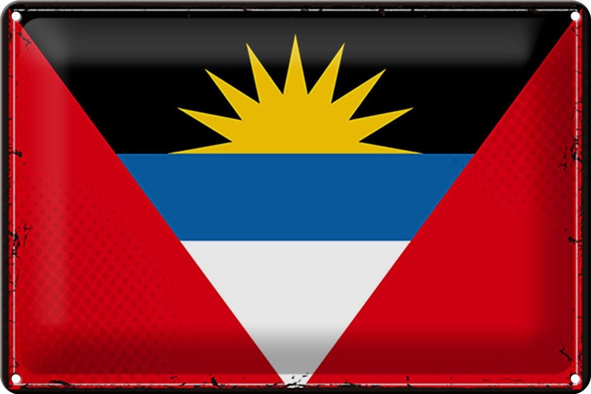 Bandera de cartel de hojalata Antigua y Barbuda, bandera Retro de 30x20cm