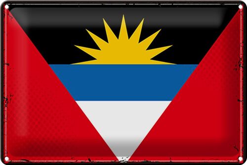 Blechschild Flagge Antigua und Barbuda 30x20cm Retro Flag