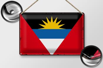 Drapeau en étain Antigua-et-Barbuda, 30x20cm, drapeau rétro 2