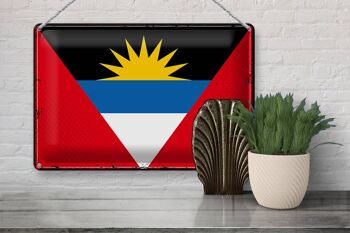 Drapeau en étain Antigua-et-Barbuda, 30x20cm, drapeau rétro 3