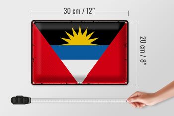 Drapeau en étain Antigua-et-Barbuda, 30x20cm, drapeau rétro 4