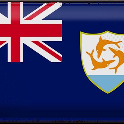 Blechschild Flagge Anguilla 30x20cm Retro Flag of Anguilla