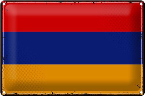 Blechschild Flagge Armenien 30x20cm Retro Flag of Armenia