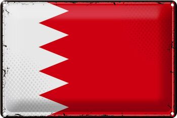 Signe en étain drapeau de Bahreïn, 30x20cm, drapeau rétro de Bahreïn 1