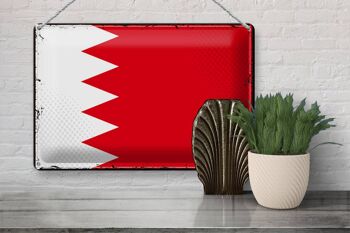 Signe en étain drapeau de Bahreïn, 30x20cm, drapeau rétro de Bahreïn 3