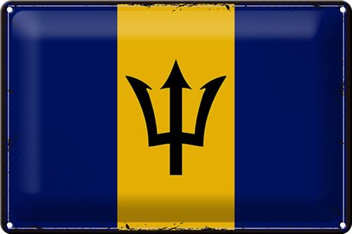 Blechschild Flagge Barbados 30x20cm Retro Flag of Barbados