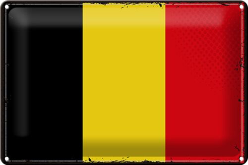Blechschild Flagge Belgien 30x20cm Retro Flag of Belgium