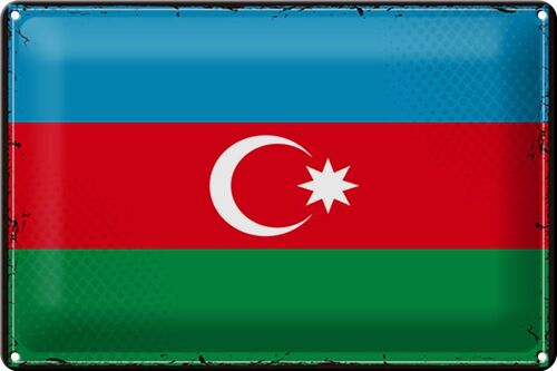 Blechschild Flagge Aserbaidschan 30x20cm Retro Azerbaijan
