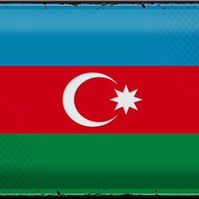 Targa in metallo Bandiera dell'Azerbaigian 30x20 cm Retro Azerbaigian
