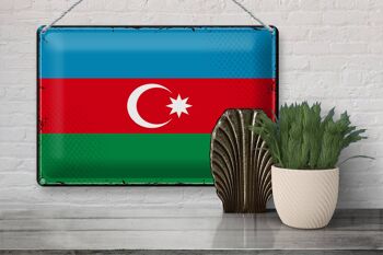 Signe en étain drapeau de l'Azerbaïdjan, 30x20cm, rétro, Azerbaïdjan 3