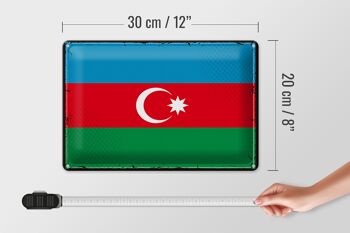 Signe en étain drapeau de l'Azerbaïdjan, 30x20cm, rétro, Azerbaïdjan 4