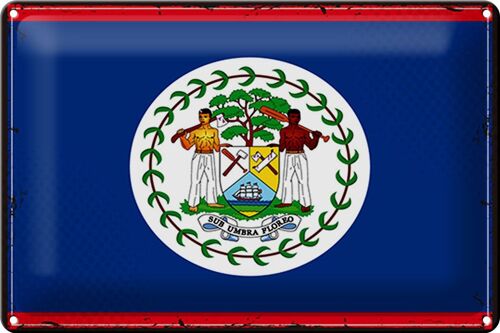 Blechschild Flagge Belize 30x20cm Retro Flag of Belize