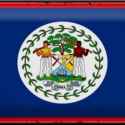 Blechschild Flagge Belize 30x20cm Retro Flag of Belize