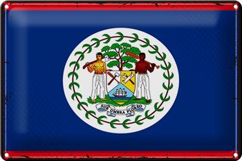 Drapeau en étain du Belize, 30x20cm, drapeau rétro du Belize 1