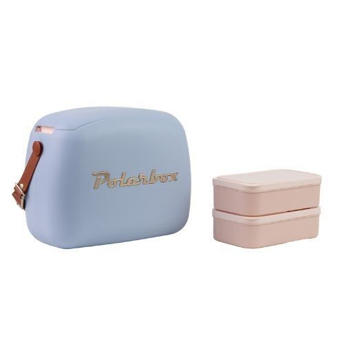 Polarbox Retro Picnic, Lunchbox, Travel 6L Cool Bag - Haze Blue Classic