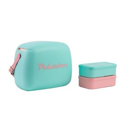 Polarbox Retro Picnic, Lunchbox, Borsa termica da viaggio da 6 litri - Ciano classico