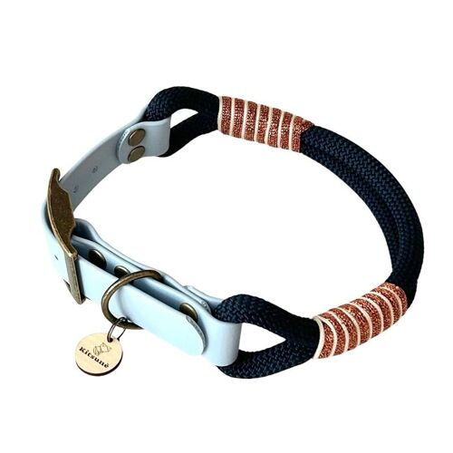 COLLIER CHIEN BI-MATIÈRE BIOTHANE ET PARACORDE BLEU