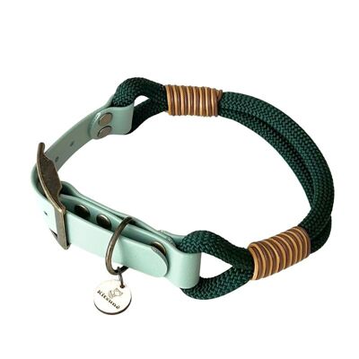 BI-MATERIAL BIOTHANE AND GREEN PARACORD DOG COLLAR