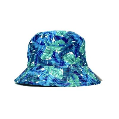 Reversible leaf print bucket hat