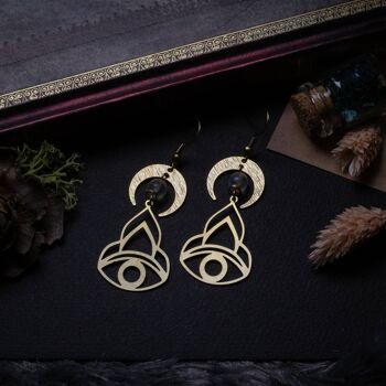 boucles d'oreilles oeil et lune en laiton 6