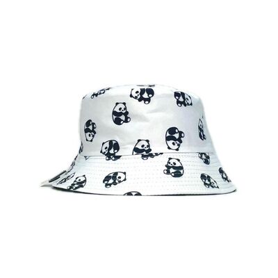 Reversible panda print bucket hat
