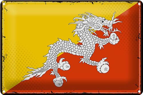 Blechschild Flagge Bhutan 30x20cm Retro Flag of Bhutan