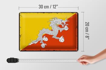 Signe en étain drapeau du Bhoutan 30x20cm, drapeau rétro du Bhoutan 4