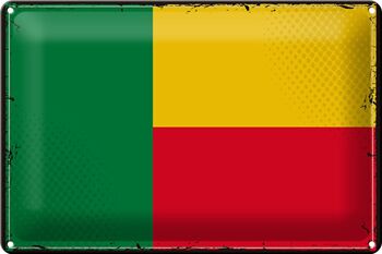 Signe en étain drapeau du Bénin 30x20cm, drapeau rétro du Bénin 1