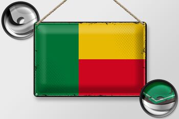 Signe en étain drapeau du Bénin 30x20cm, drapeau rétro du Bénin 2