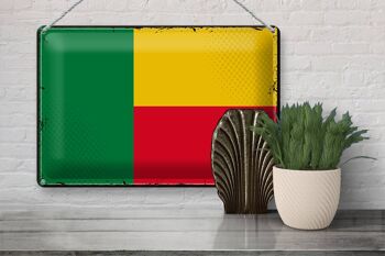 Signe en étain drapeau du Bénin 30x20cm, drapeau rétro du Bénin 3