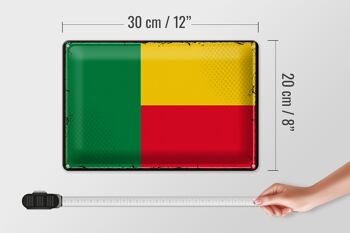 Signe en étain drapeau du Bénin 30x20cm, drapeau rétro du Bénin 4