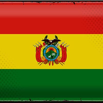 Cartel de chapa Bandera de Bolivia 30x20cm Bandera Retro de Bolivia