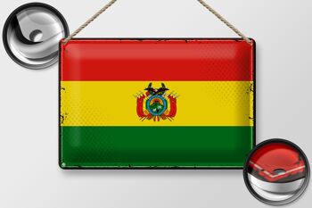 Drapeau en étain de la Bolivie, 30x20cm, drapeau rétro de la Bolivie 2