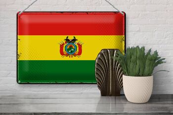 Drapeau en étain de la Bolivie, 30x20cm, drapeau rétro de la Bolivie 3