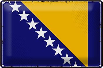 Signe en étain drapeau bosnie-herzégovine, 30x20cm, rétro 1