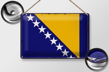 Signe en étain drapeau bosnie-herzégovine, 30x20cm, rétro 2