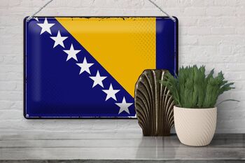 Signe en étain drapeau bosnie-herzégovine, 30x20cm, rétro 3