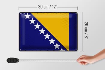 Signe en étain drapeau bosnie-herzégovine, 30x20cm, rétro 4