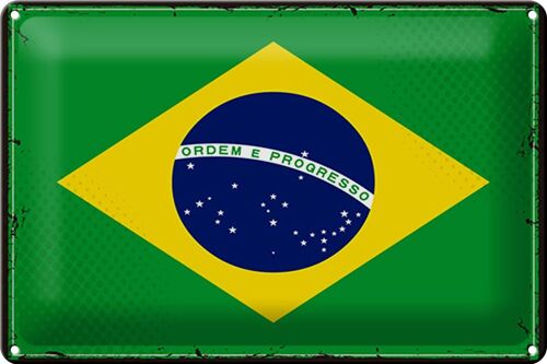 Blechschild Flagge Brasilien 30x20cm Retro Flag of Brazil
