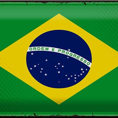 Cartel de chapa Bandera de Brasil 30x20cm Bandera Retro de Brasil
